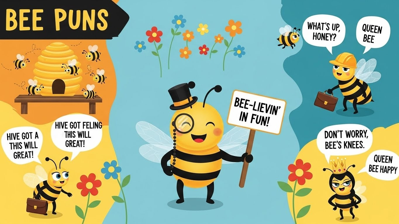 Bee Puns for Valentine’s Day: bee pun illustration