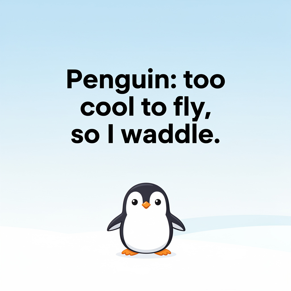 Funny Penguin Puns for Kids: penguin pun illustration