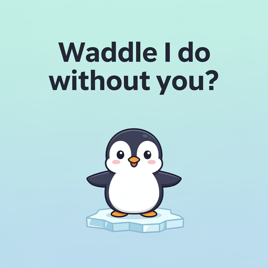 Happy Penguin Birthday Puns: penguin pun illustration