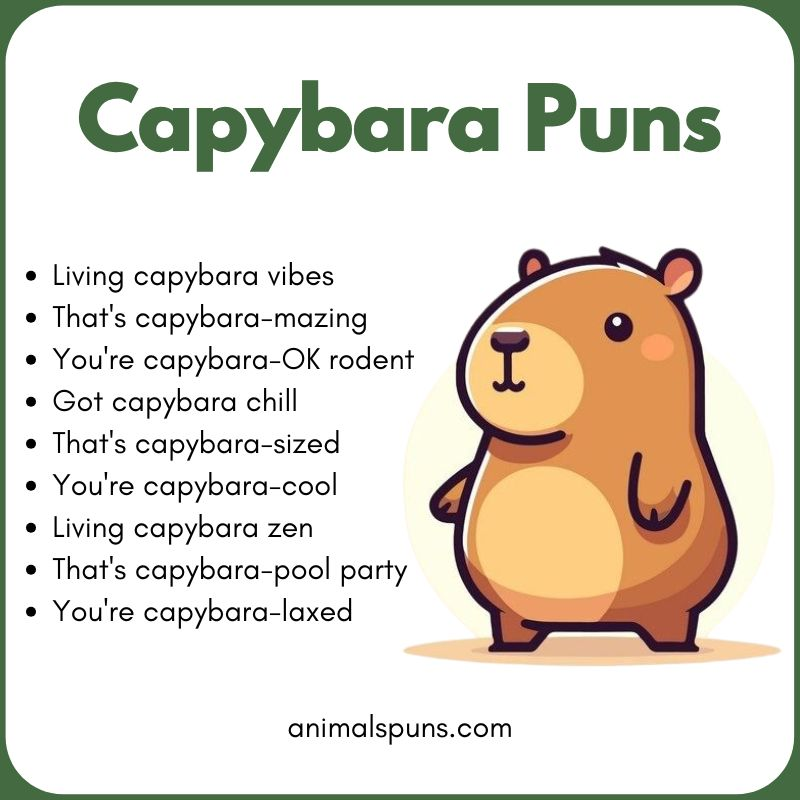 Short Capybara One-Liners: capybara pun illustration
