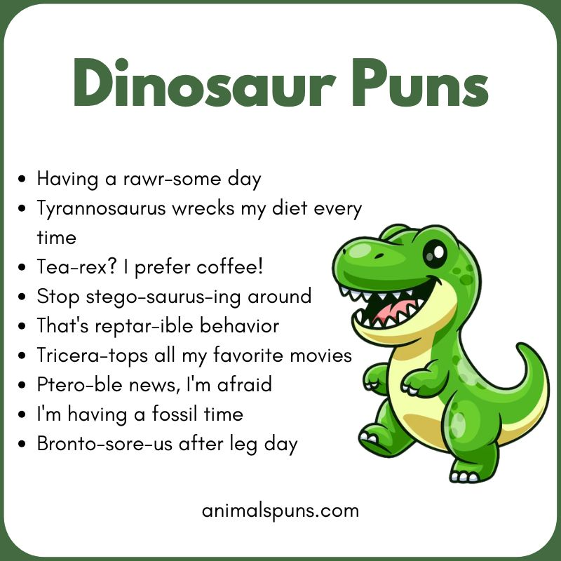 Cute Dinosaur Puns for Kids 🦖: dinosaur pun illustration