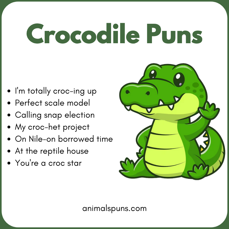 Crocodile Puns for Kids: crocodile pun illustration