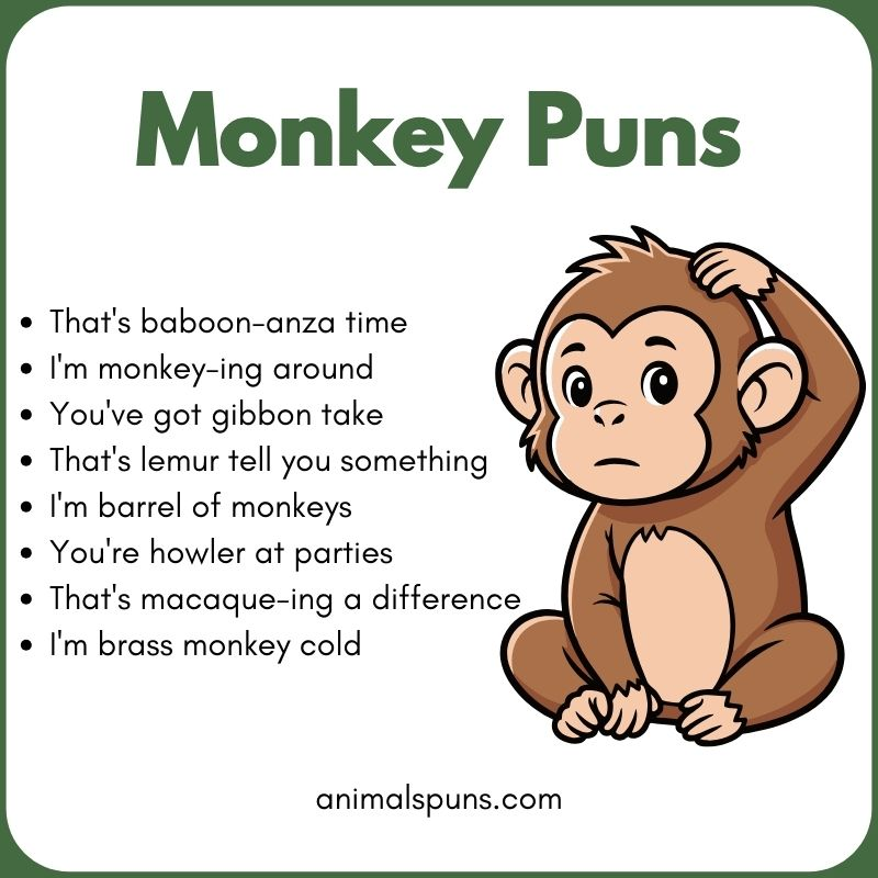 Short Monkey One-Liners: monkey pun illustration
