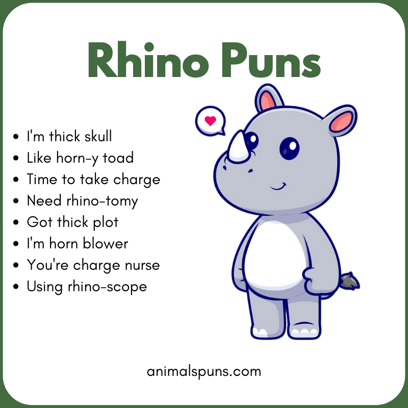 Cute Rhino Puns for Kids: rhino pun illustration