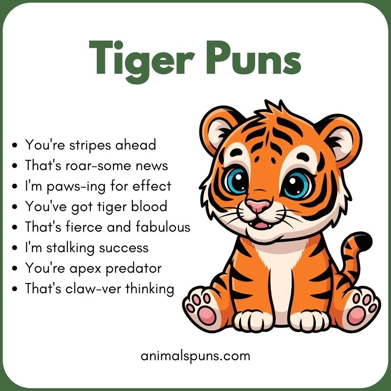 Short One-Line Tiger Puns: tiger pun illustration