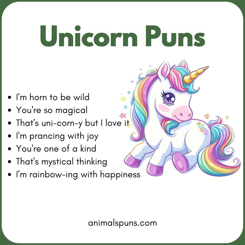 Short One-Line Unicorn Puns: unicorn pun illustration