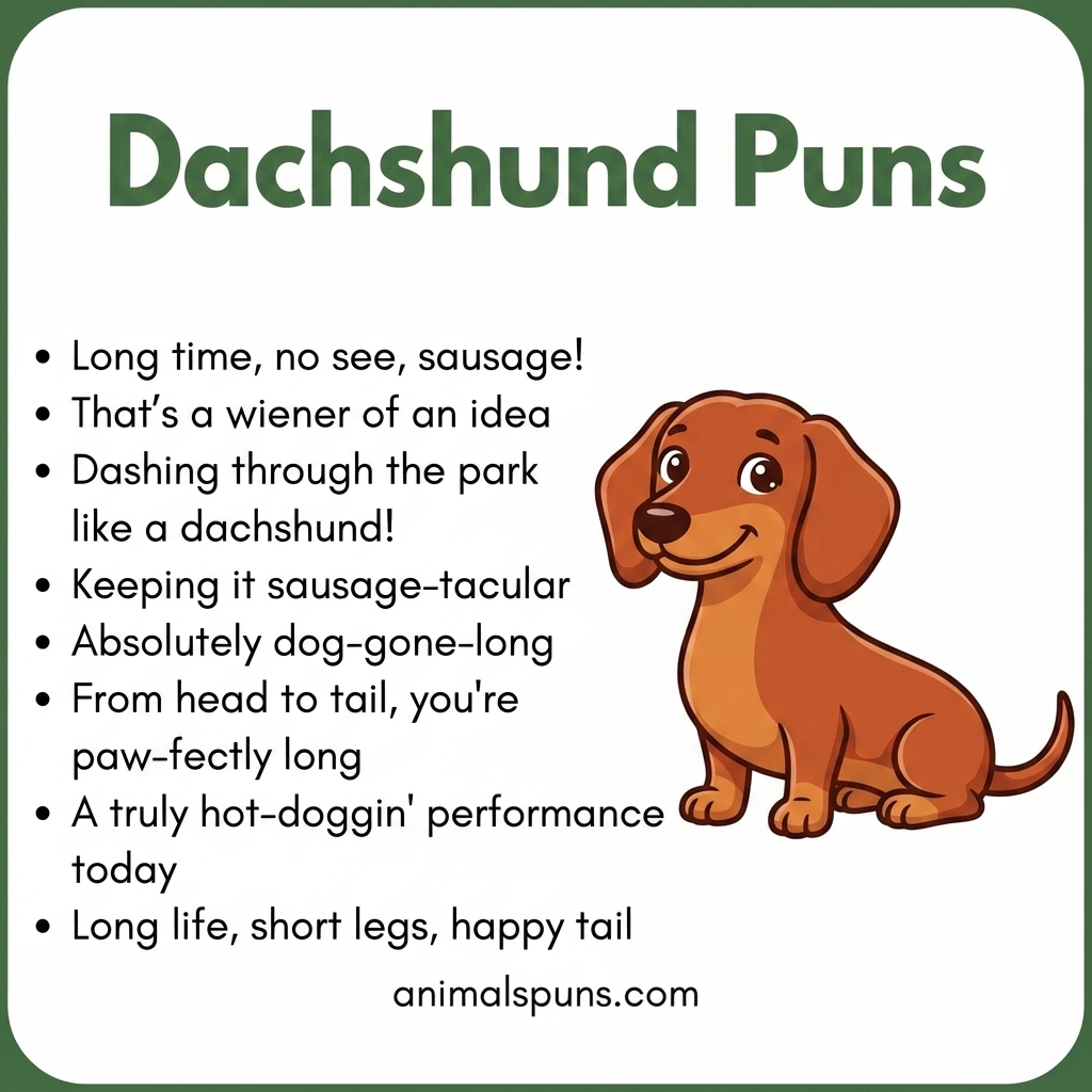 Dachshund Food Puns: dachshund pun illustration