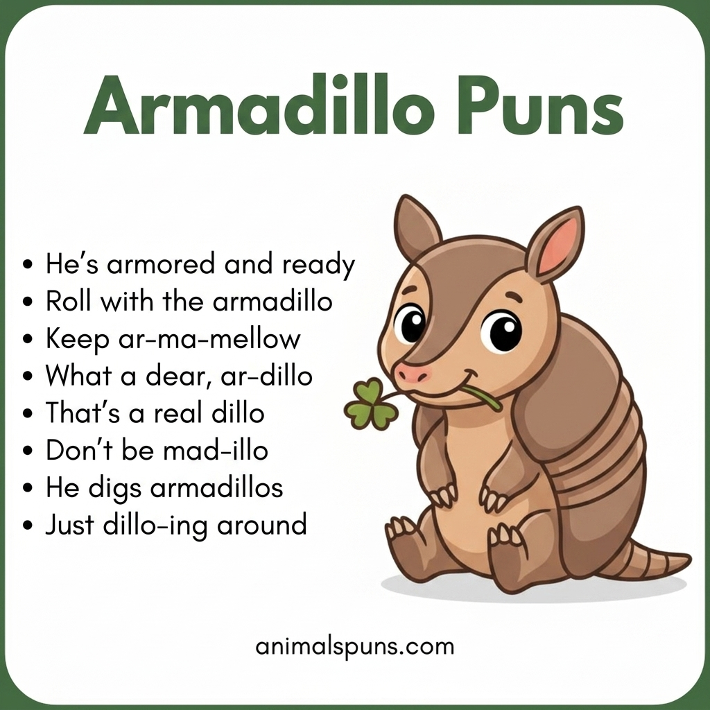Best Armadillo Puns of All Time: armadillo pun illustration