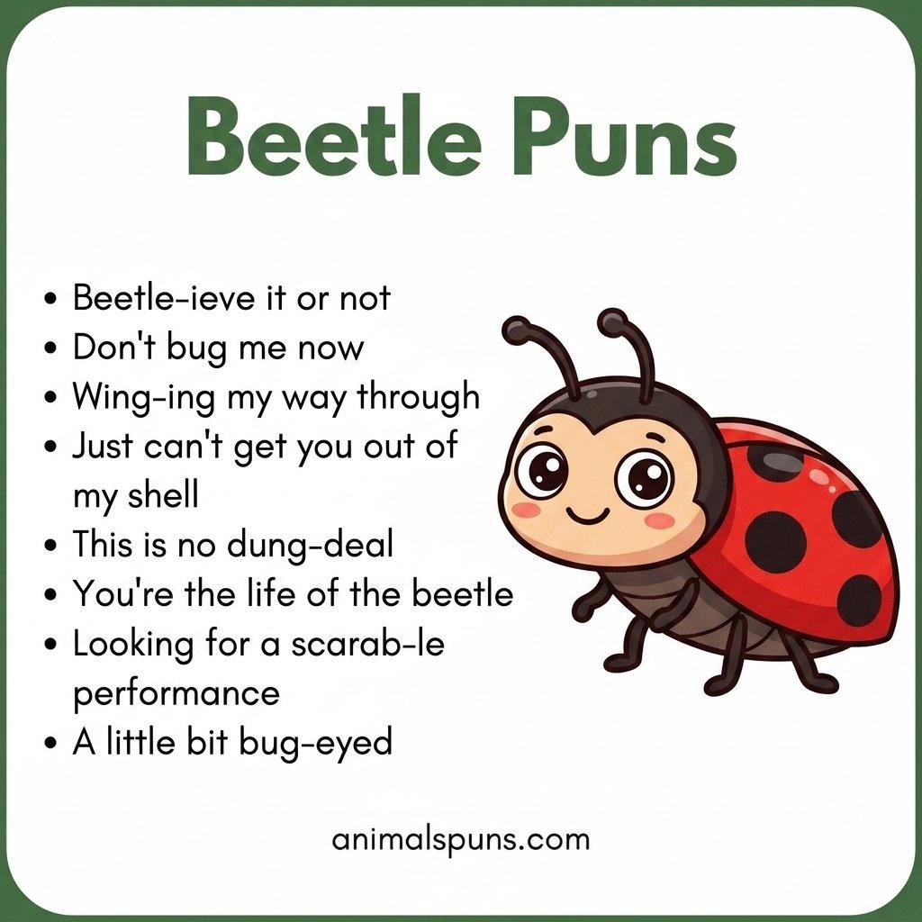 Cute Beetle Love Puns: beetle pun illustration