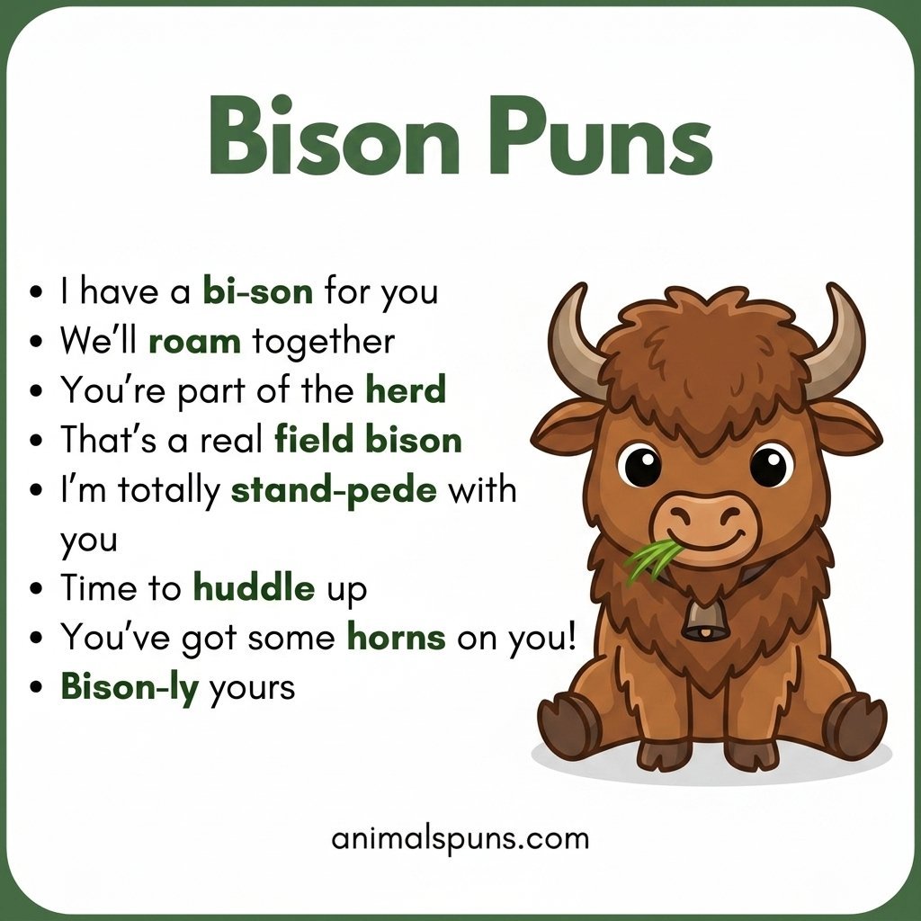 Best Bison Puns and Jokes of All Time: bison pun illustration