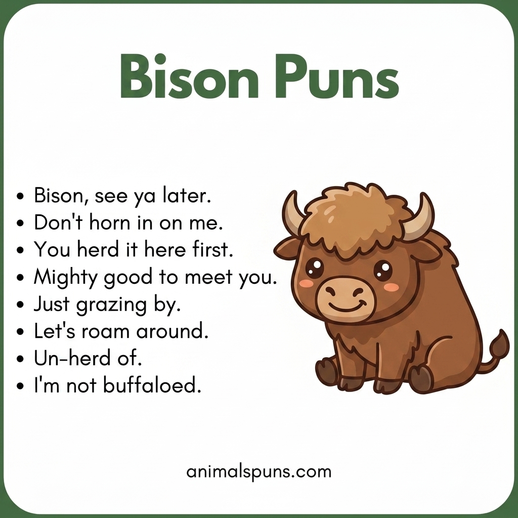 One-Liner Bison Puns: bison pun illustration
