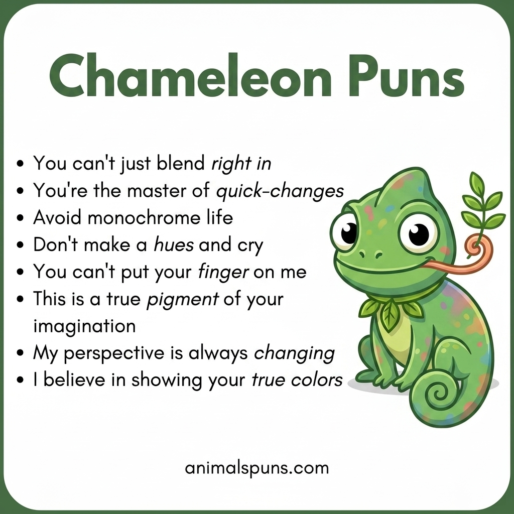 Best Chameleon Puns and Jokes of All Time: chameleon pun illustration