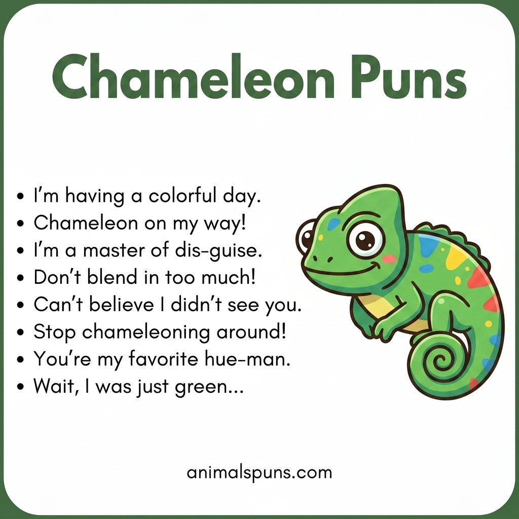 Chameleon Puns About Changing Colors: chameleon pun illustration