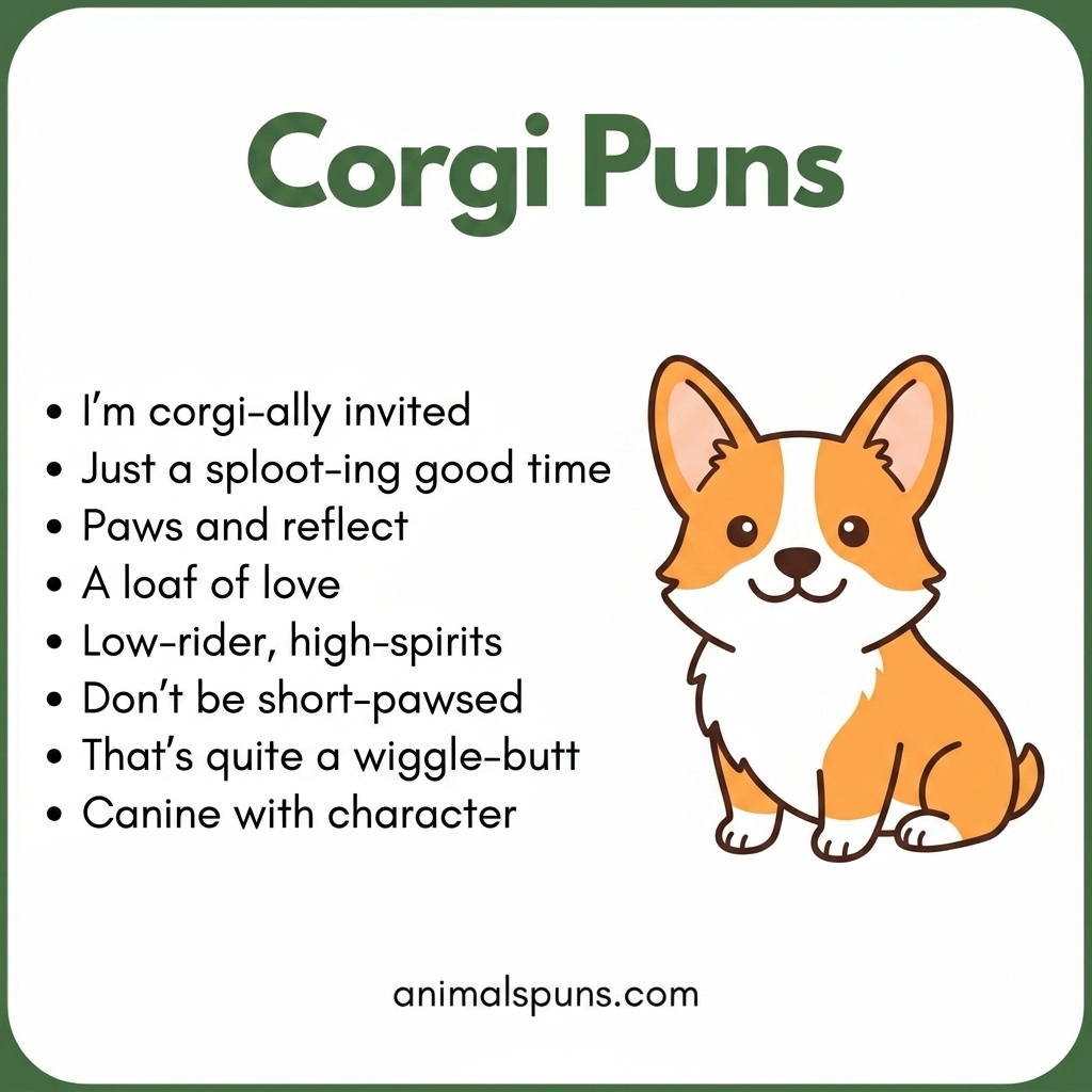 Corgi Love and Romance Puns: corgi pun illustration