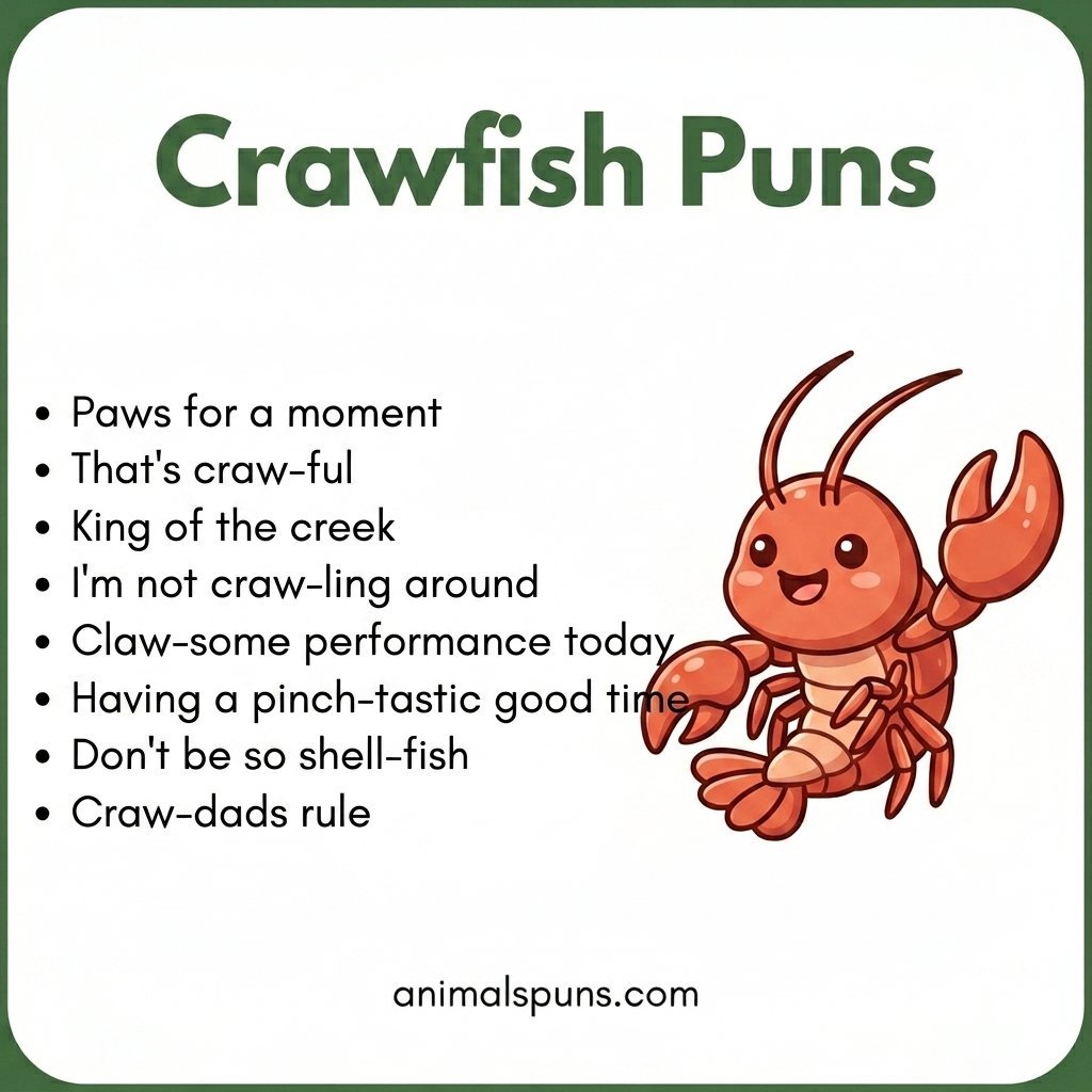 Crawfish Puns for Social Media Captions: crawfish pun illustration