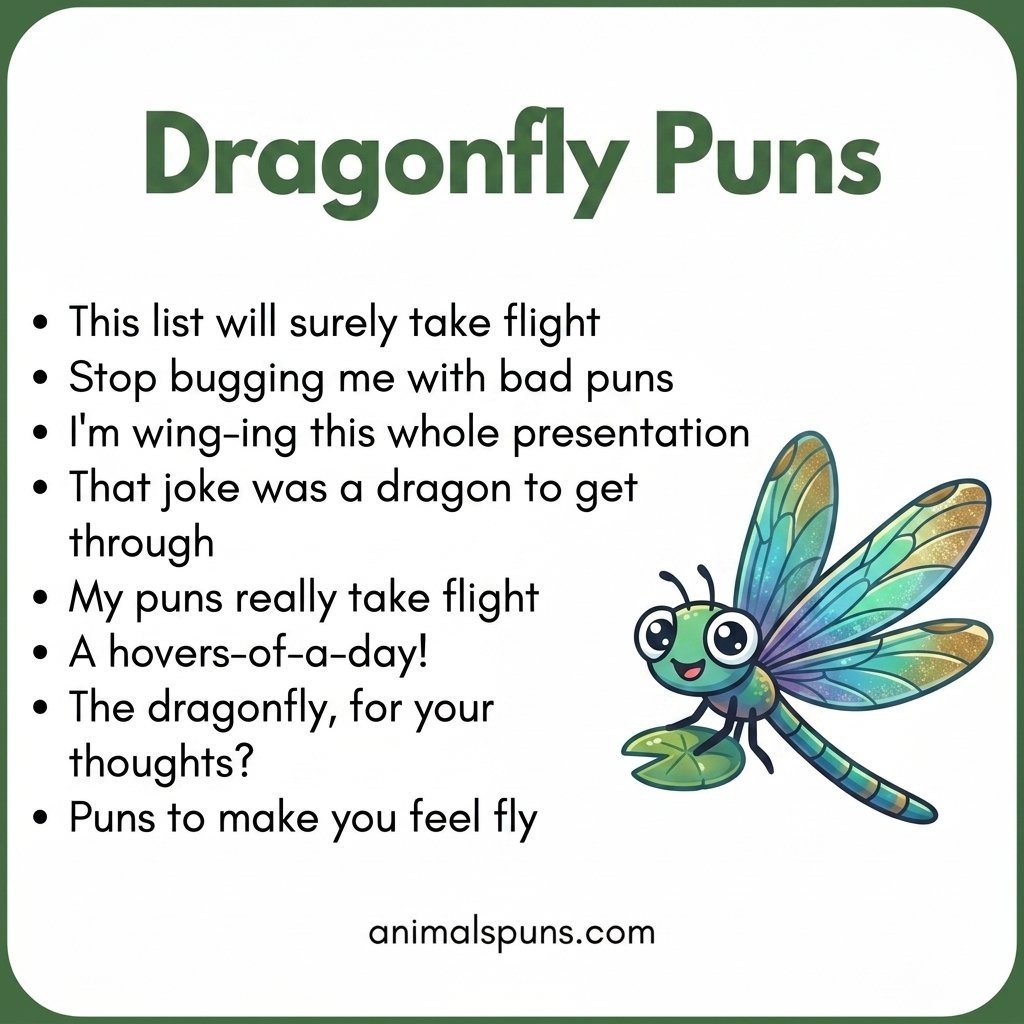 Best Dragonfly Puns of All Time: dragonfly pun illustration