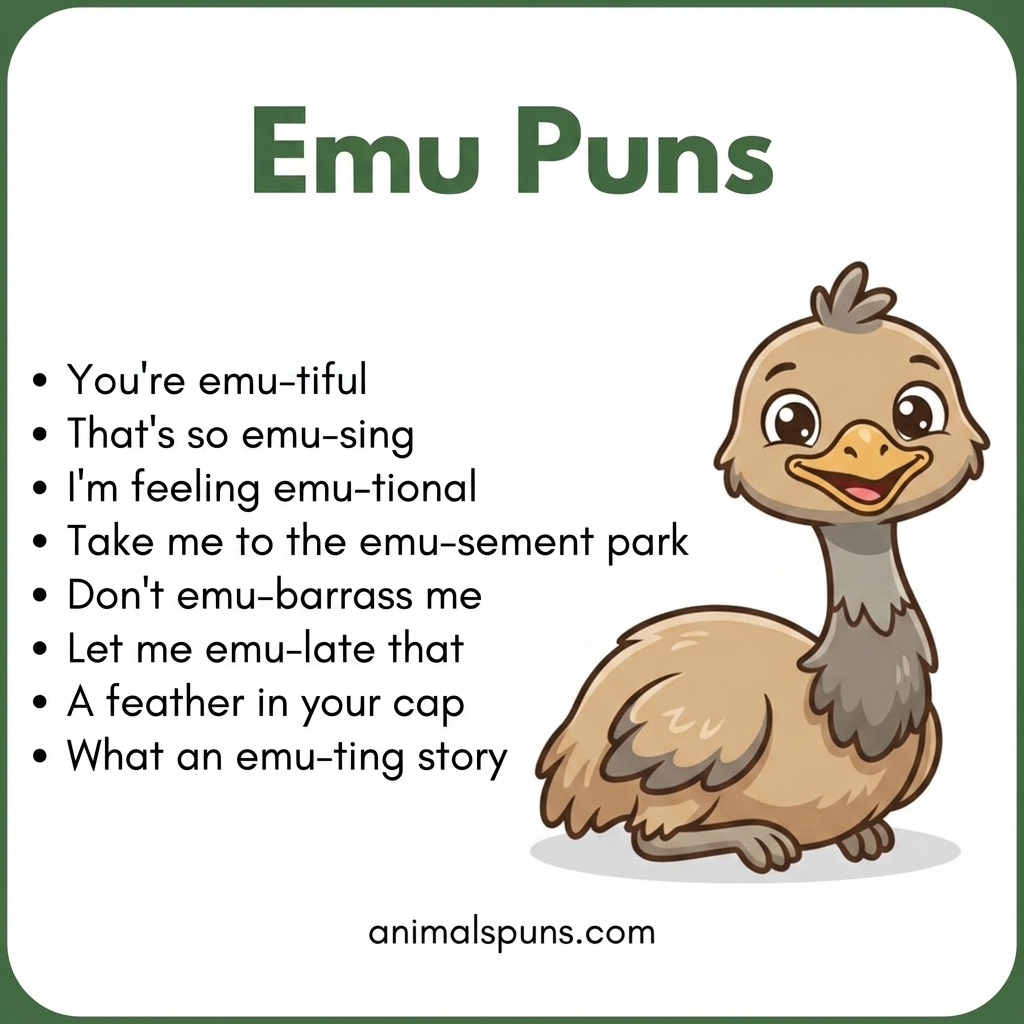 Best Emu Puns and Jokes of All Time: emu pun illustration