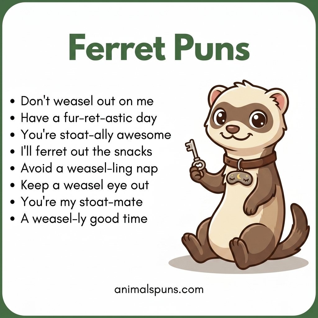 Ferret Puns for Social Media Captions: ferret pun illustration