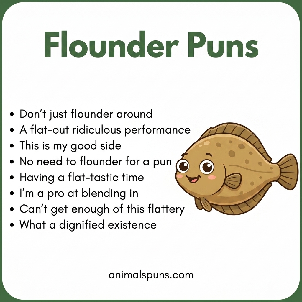 Cute and Silly Flounder Puns for Kids: flounder pun illustration