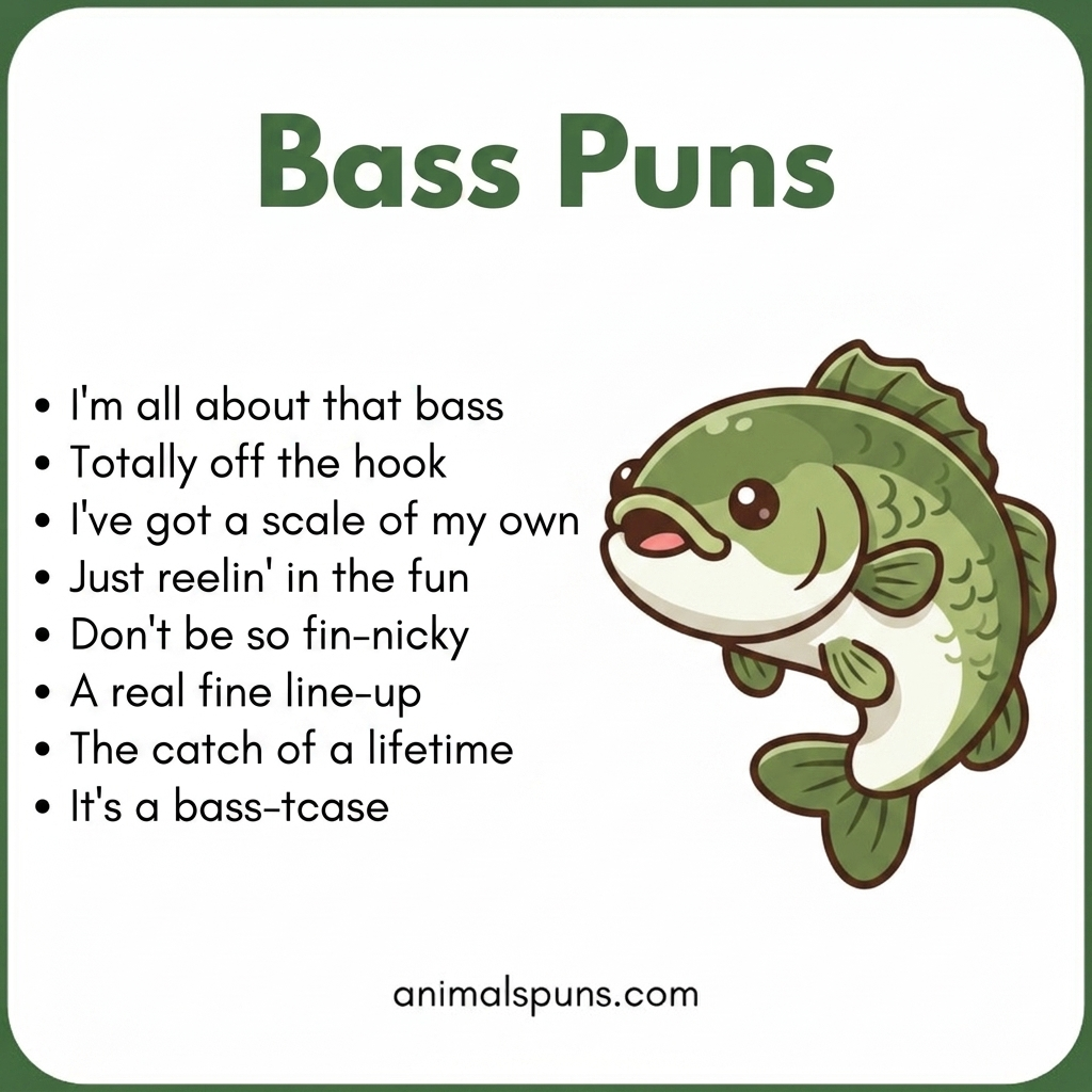 Bass Fishing Puns: bass pun illustration
