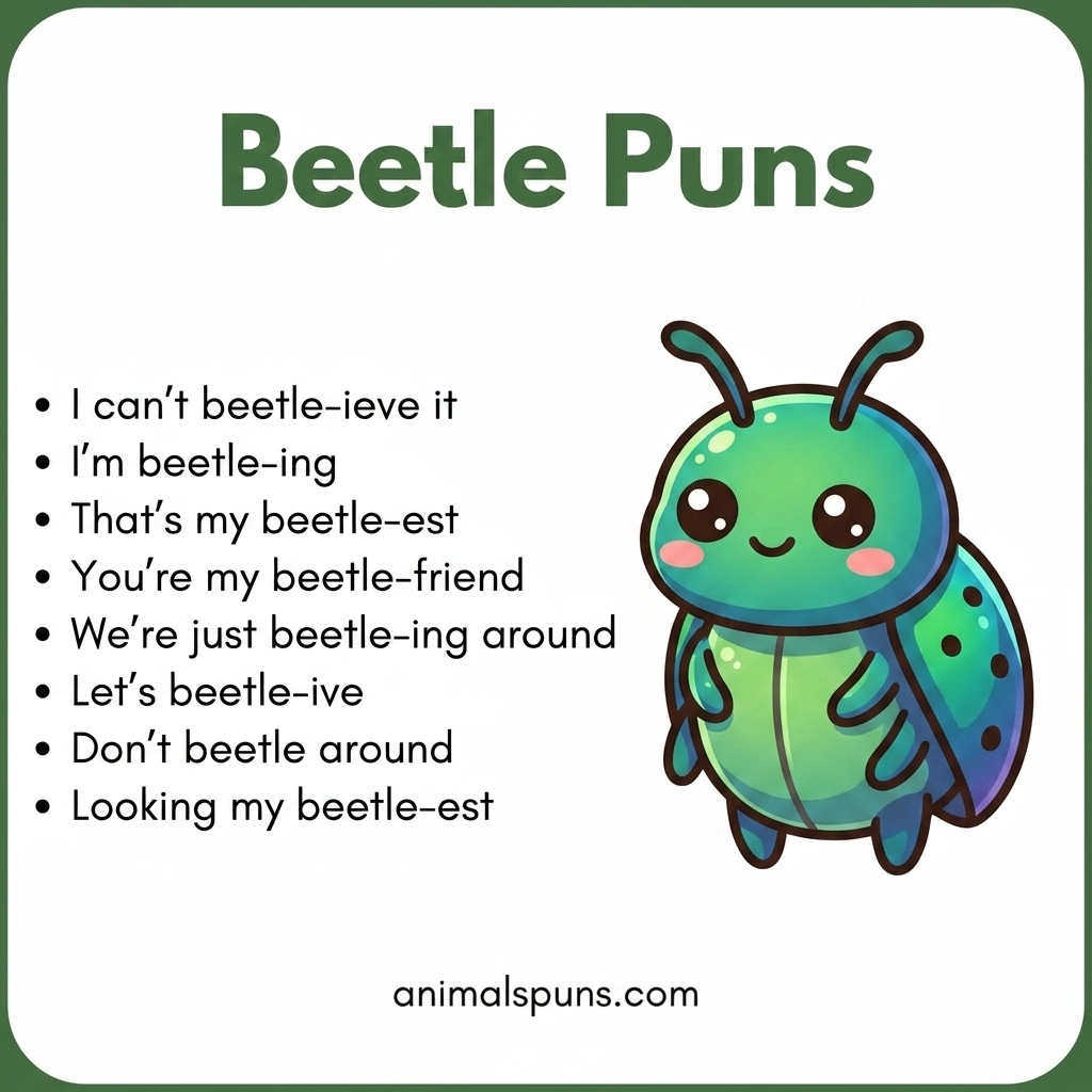 Beetle Puns for Captions and Social Media: beetle pun illustration