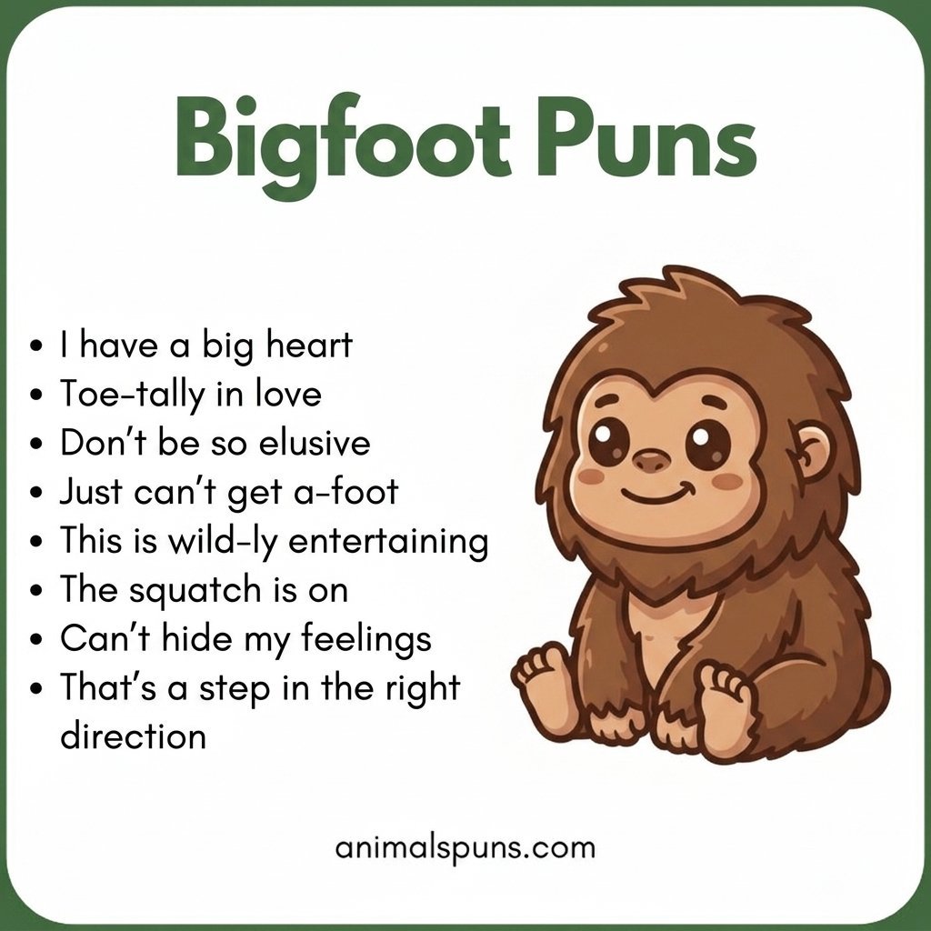 Bigfoot Puns for Social Media Captions: bigfoot pun illustration