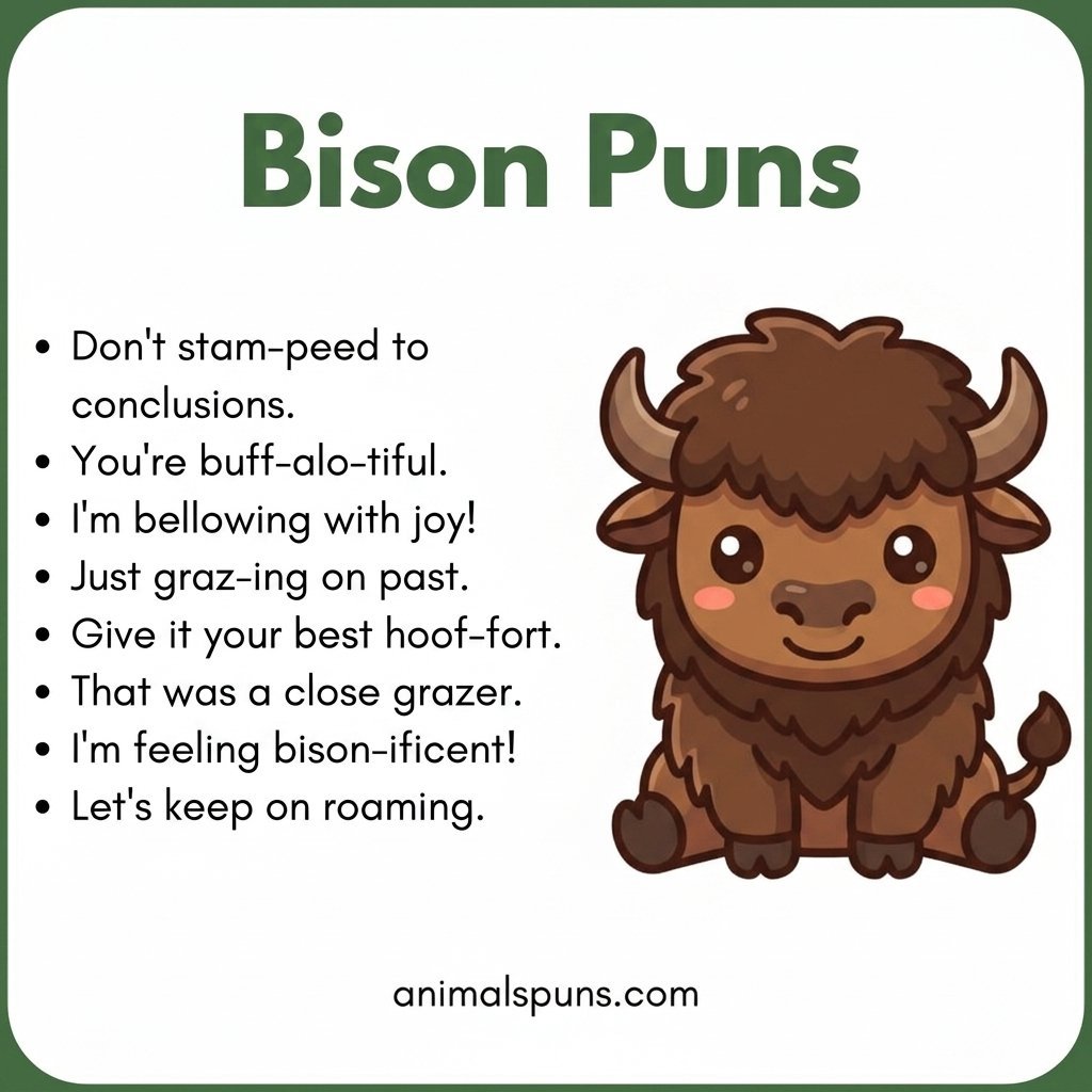 Bison Puns for Social Media Captions: bison pun illustration