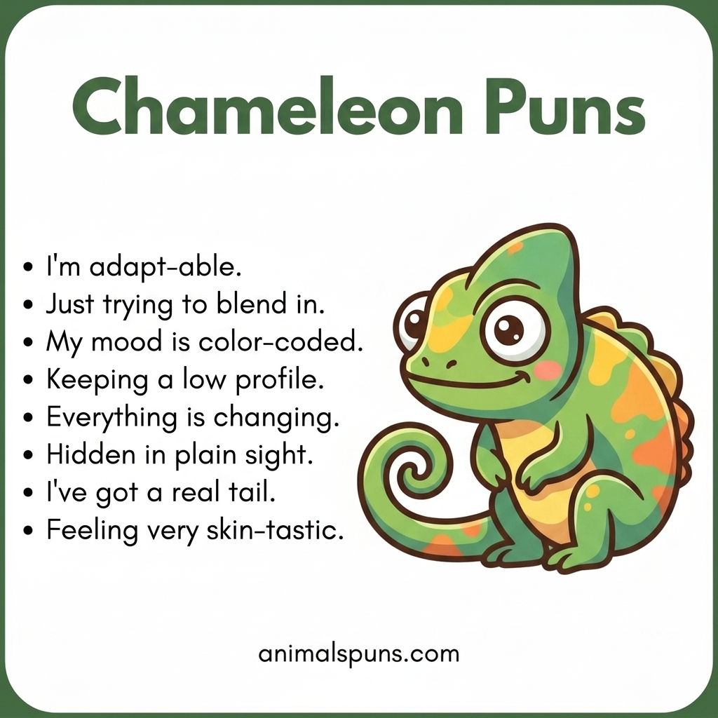 Short and Snappy Chameleon One-Liners: chameleon pun illustration