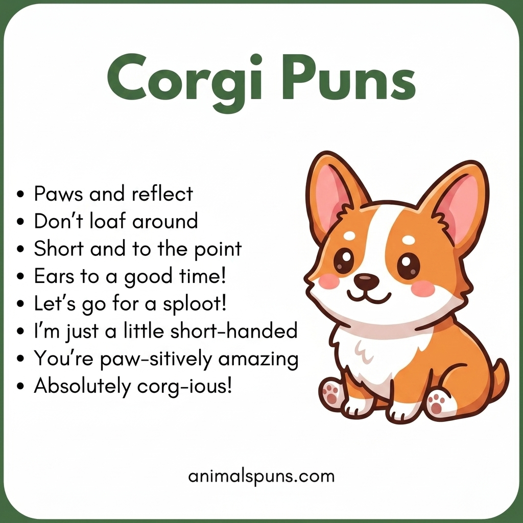 Short and Sweet Corgi One-Liners: corgi pun illustration