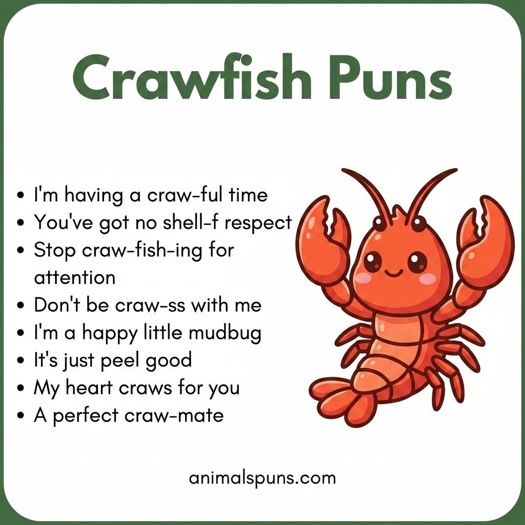 Short One-Liner Crawfish Puns: crawfish pun illustration