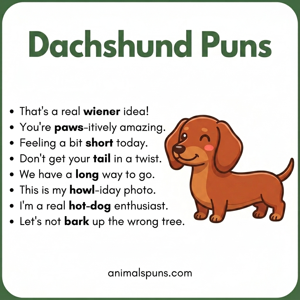 Short Dachshund One-Liners: dachshund pun illustration