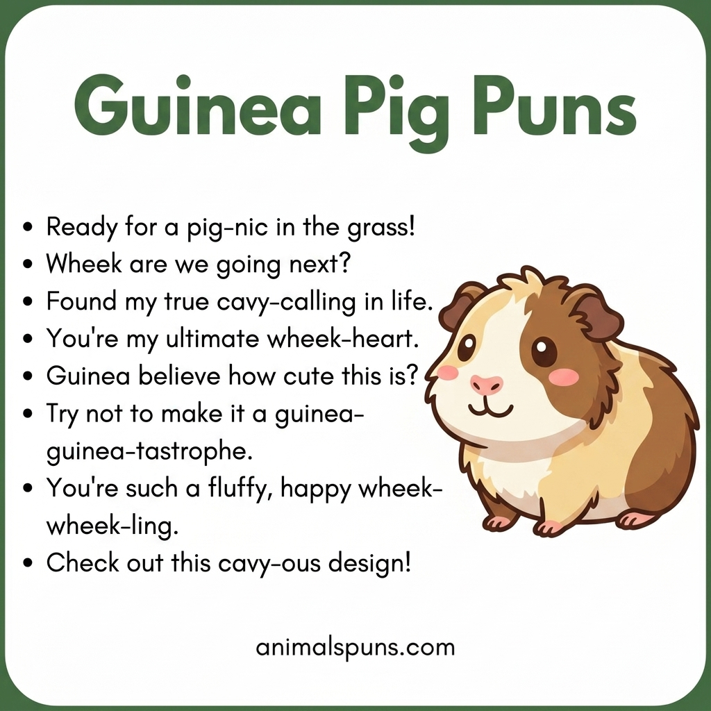 Guinea Pig Food and Snack Puns: guinea pig pun illustration