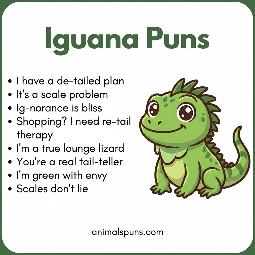 Scaly Good One-Liners: iguana pun illustration