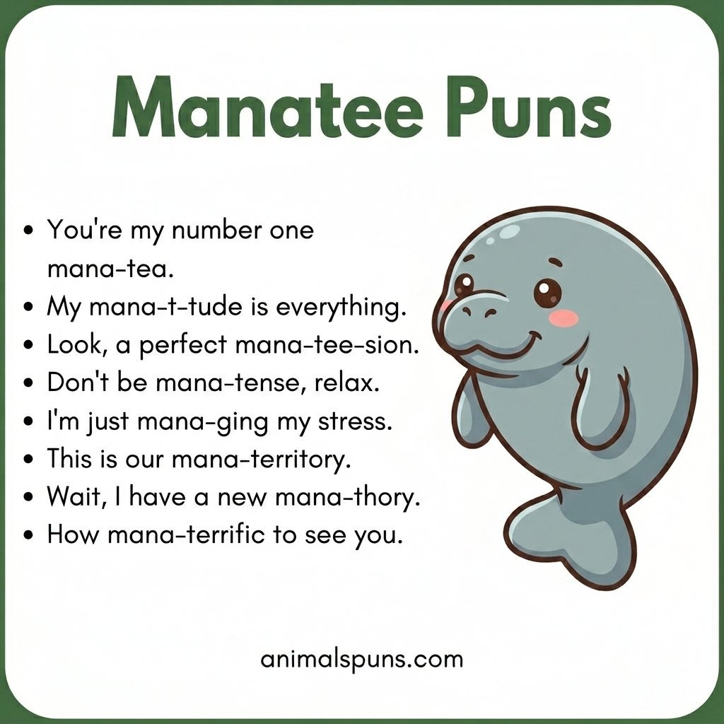 Short One-Liner Manatee Puns: manatee pun illustration