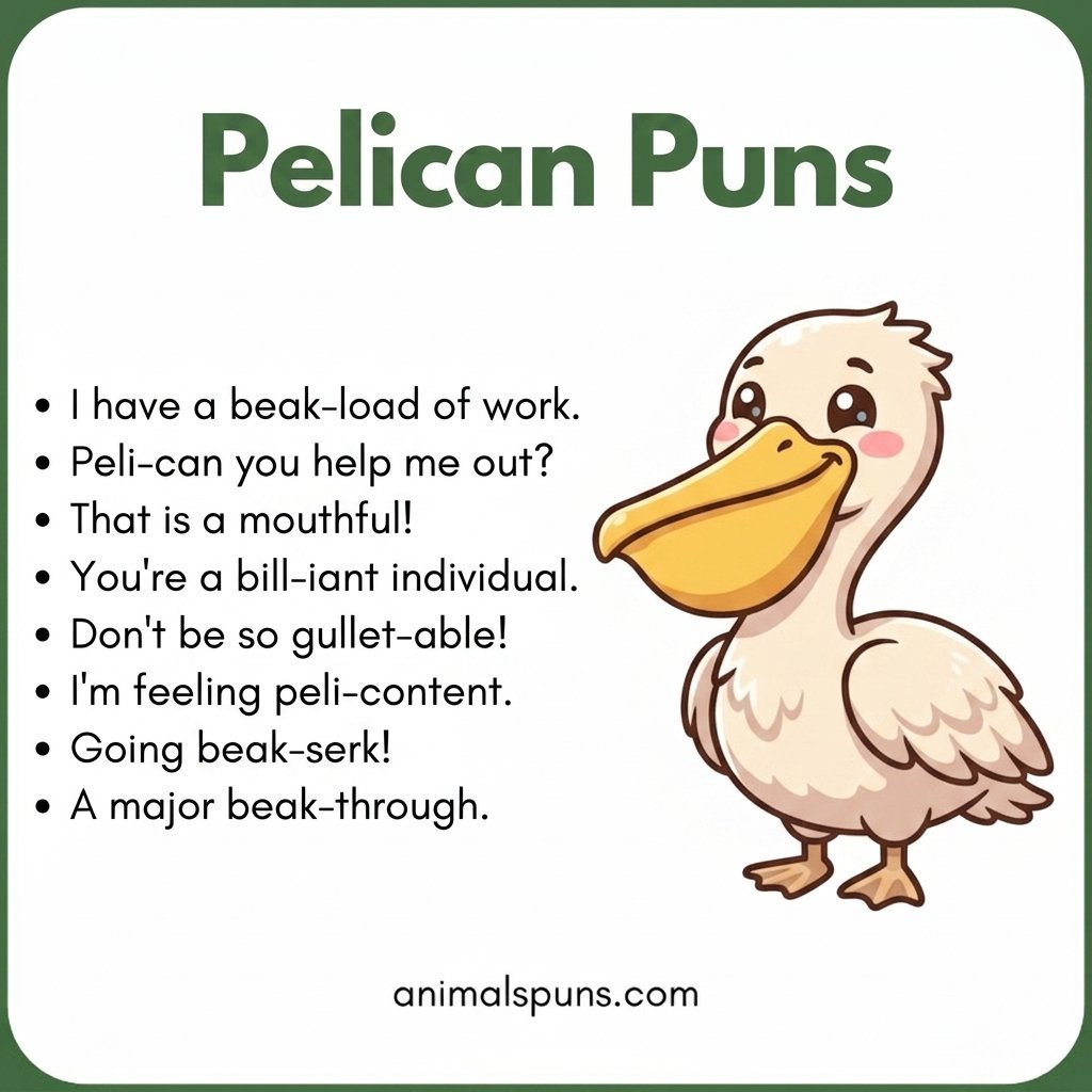 Short and Snappy Pelican One-Liners: pelican pun illustration