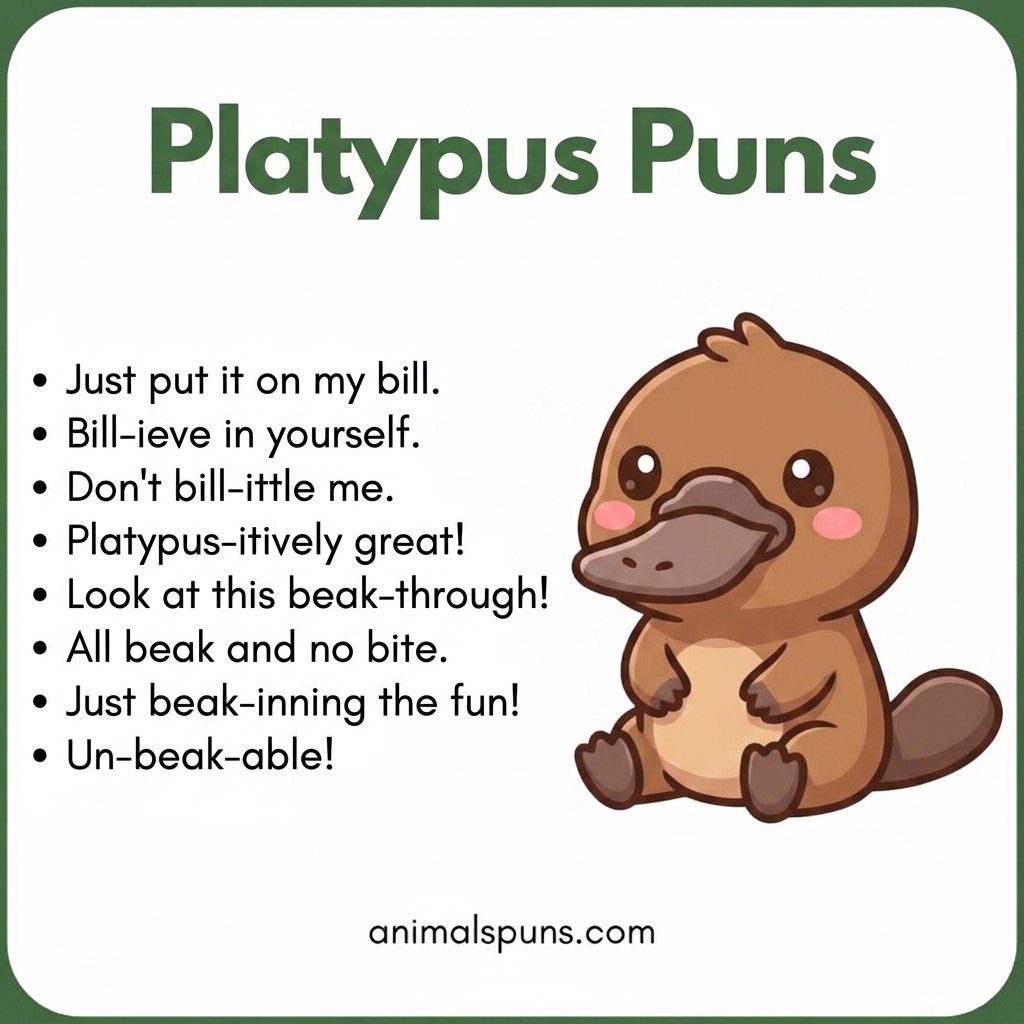 Platypus Birthday Puns: platypus pun illustration