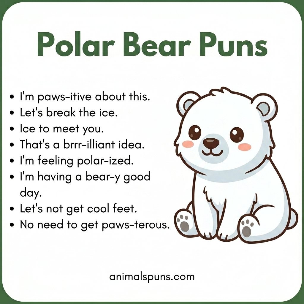 Short and Snappy Polar Bear One-Liners: polar bear pun illustration