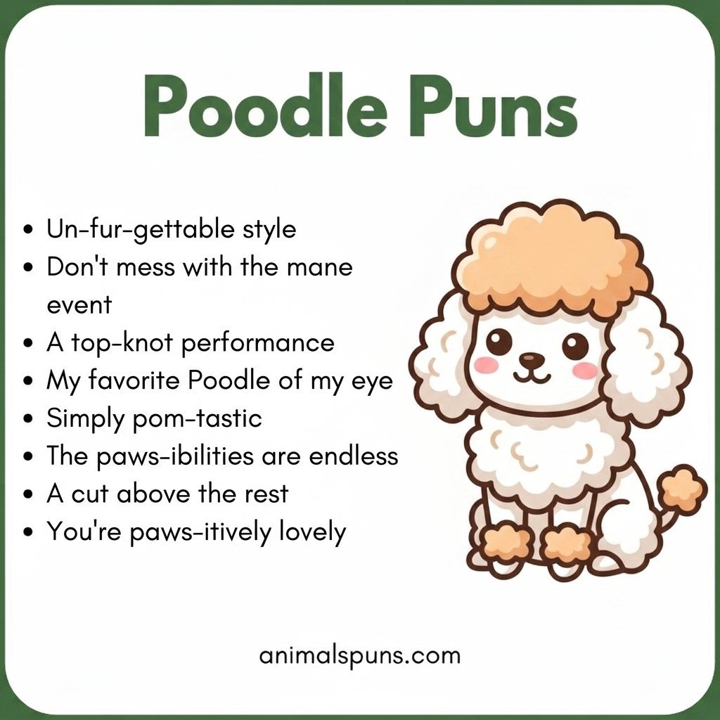 Cute One-Liner Poodle Puns: poodle pun illustration