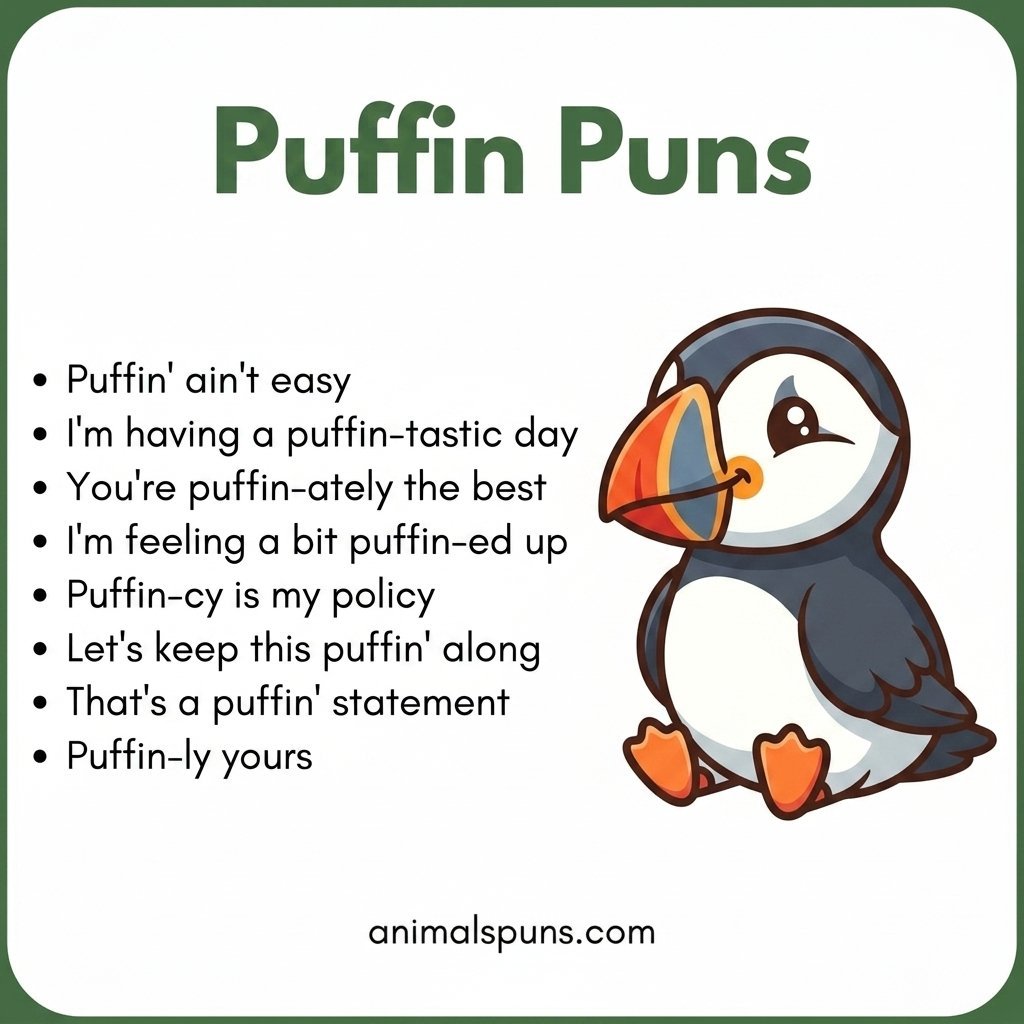 Short and Sweet Puffin One-Liners: puffin pun illustration