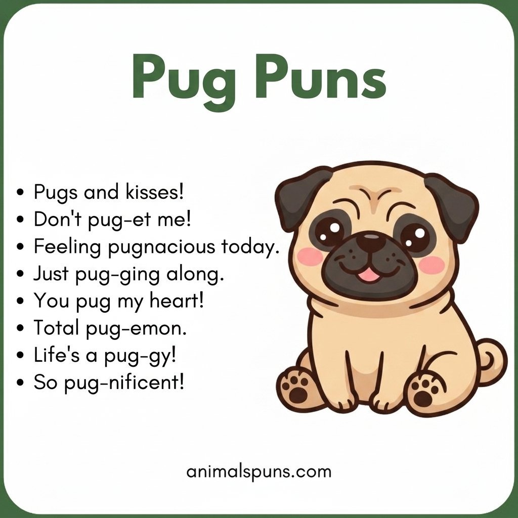 Short Pug One-Liners: pug pun illustration