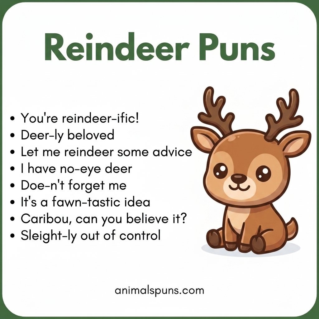 Short One-Liners That Hit Instantly: reindeer pun illustration