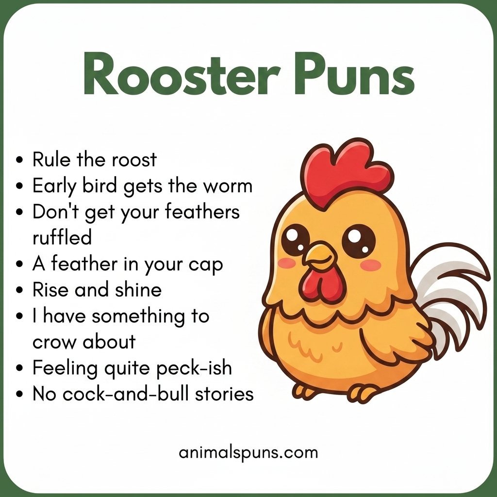 Rooster One-Liners: rooster pun illustration