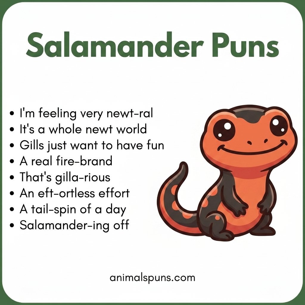 Salamander Puns for Captions and Social Media: salamander pun illustration