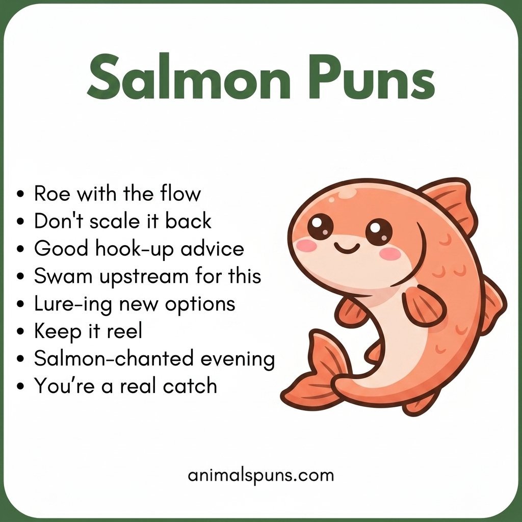 Short and Snappy Salmon One-Liners: salmon pun illustration