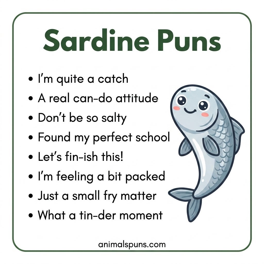 Short and Snappy Sardine One-Liners: sardine pun illustration