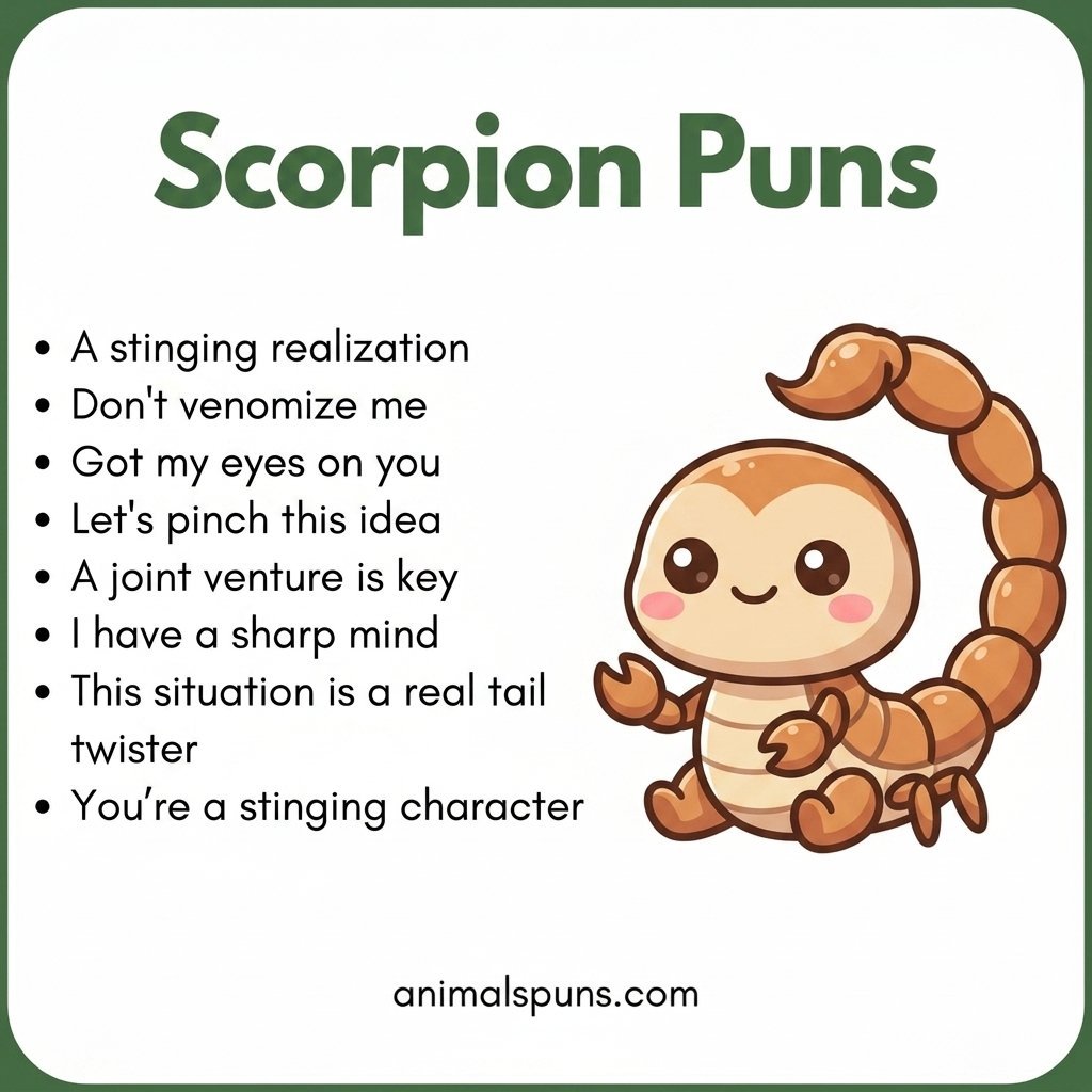 Short One-Liner Scorpion Puns: scorpion pun illustration