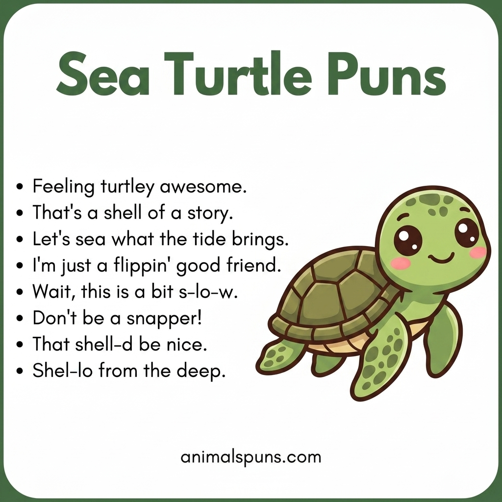Short and Snappy Sea Turtle One-Liners: sea turtle pun illustration