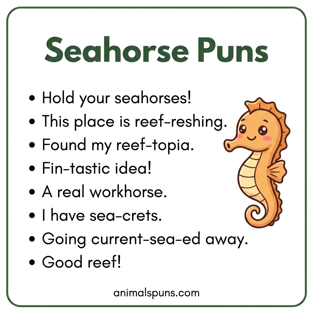 Seahorse Puns for Ocean Lovers: seahorse pun illustration