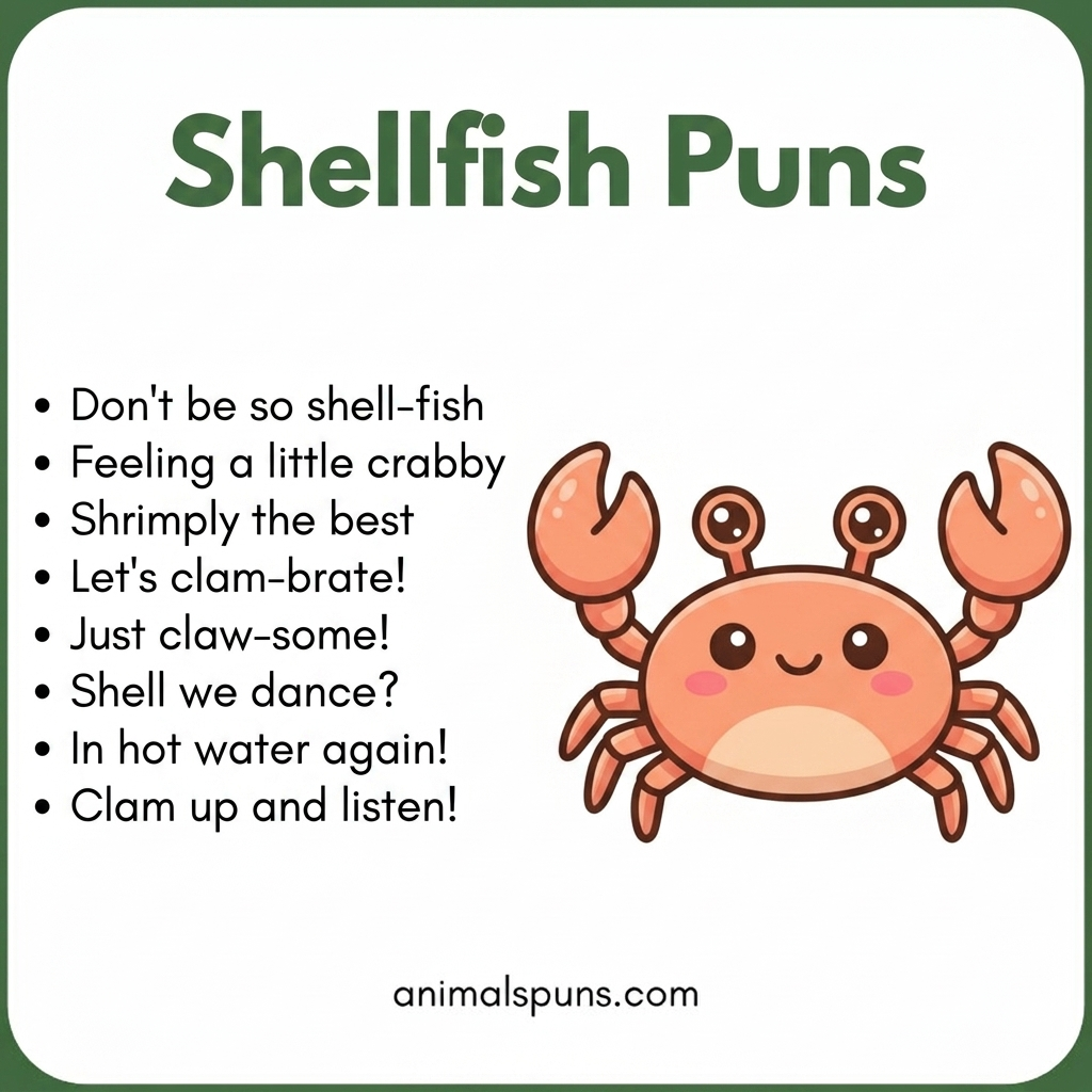 Quick One-Liners That Hit Fast: shellfish pun illustration