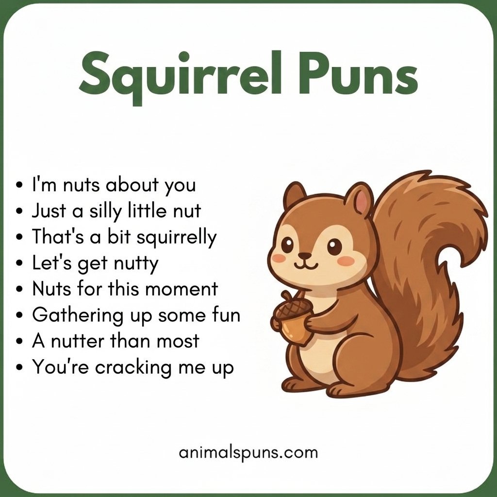 Short One-Liner Squirrel Puns: squirrel pun illustration